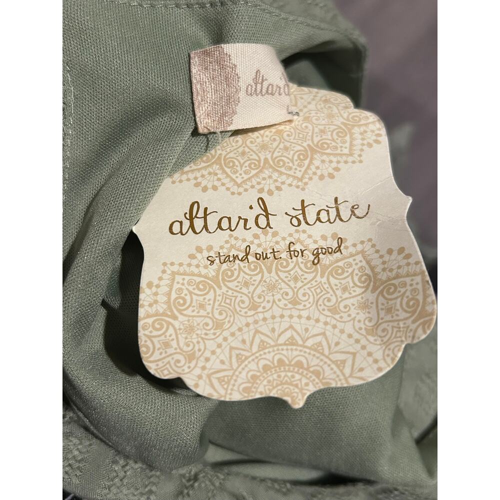 Altar'd State Frankie Sage Textured Babydoll Mini Dress Puff Sleeve - Picture 7 of 10